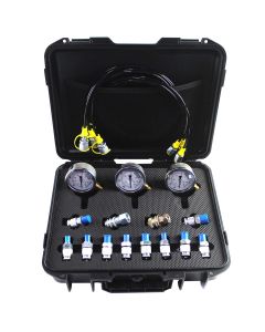 3 Pressure Gauges, 12 Couplings, 3pcs 163cm Hydraulic Test Hoses, 25/40/60 MPa Hydraulic Test Kit