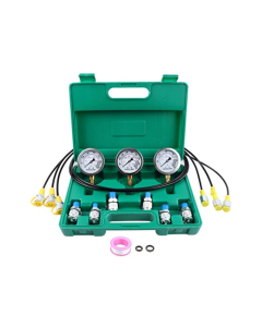 Upgraded Hydraulic Pressure Gauge Kit: Includes 3 Pressure Gauges, 6 Test Couplings, 3 Test Hoses, and 1 Storage Case 