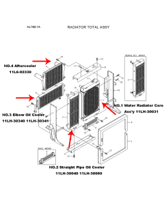 Hydraulic Oil Cooler 11LH-30340 11LH-30341 for Hyundai Wheel Loader HL780-7A