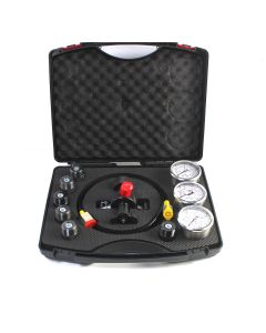 Hydraulic Nitrogen Accumulator Charging System — Includes 3 Gauges, 7 Couplings, and 1 Gas Hose – Hydraulic Pressure Gauge Test Kit