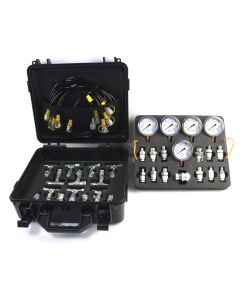 Hydraulic Pressure Test Kit: 5 Gauges, 5 Test Hoses, 13 Couplings, 14 Tee Connectors, Double Layer, 1/10/25/40/60 Mpa