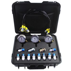 3 Pressure Gauges, 12 Couplings, 3pcs 163cm Hydraulic Test Hoses, 25/40/60 MPa Hydraulic Test Kit