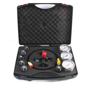 Hydraulic Nitrogen Accumulator Charging System — Includes 3 Gauges, 7 Couplings, and 1 Gas Hose – Hydraulic Pressure Gauge Test Kit