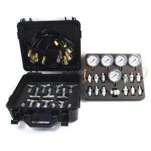 Hydraulic Pressure Test Kit: 5 Gauges, 5 Test Hoses, 13 Couplings, 14 Tee Connectors, Double Layer, 1/10/25/40/60 Mpa